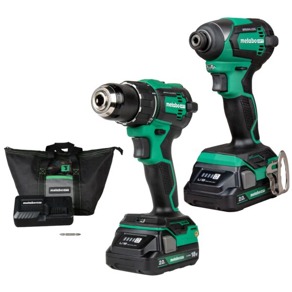 Metabo HPT MultiVolt 18-volt 2-Tool Brushless Power Tool Combo Kit with Soft Case (2-Batteries Included and Charger Included)
