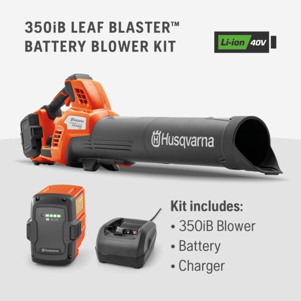 Husqvarna Leaf Blaster 350iB 40-volt 800-CFM 200-MPH Battery Handheld Leaf Blower 7.5 Ah (Battery and Charger Included) - Image 8