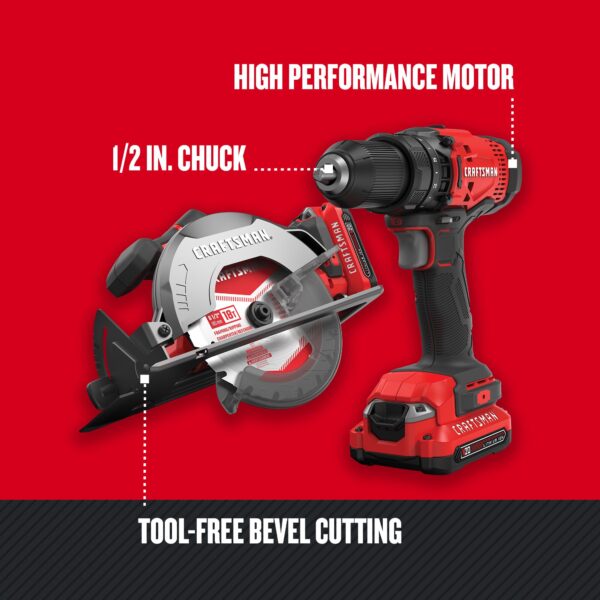 CRAFTSMAN V20 20-volt Max 2-Tool Power Tool Combo Kit (2-Batteries and Charger Included) - Image 3