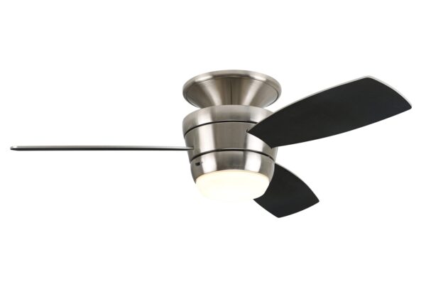 Harbor Breeze Mazon 44-Inches Brushed Nickel with Brushed Nickel/Black Blades Integrated LED Fixture Indoor Flush mount Standard Ceiling Fan With Light and Remote ( 3 -Blade) - Image 10
