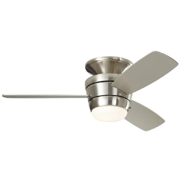 Harbor Breeze Mazon 44-Inches Brushed Nickel with Brushed Nickel/Black Blades Integrated LED Fixture Indoor Flush mount Standard Ceiling Fan With Light and Remote ( 3 -Blade) - Image 8