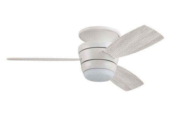 Harbor Breeze Mazon 44-in White with White/Driftwood Blades Integrated LED Fixture Indoor Flush mount Standard Ceiling Fan With Light and Remote ( 3 -Blade) - Image 4