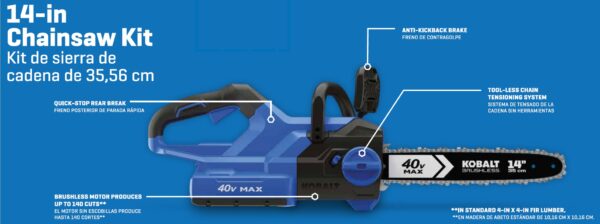 Kobalt Gen4 40-volt 14-in Battery 4 Ah Chainsaw (Battery and Charger Included) - Image 3