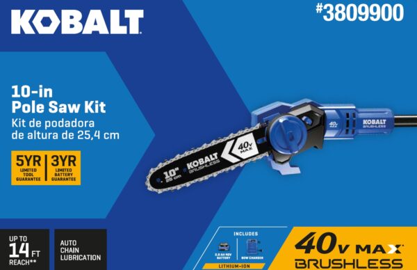 Kobalt Gen4 40-volt 10-in 2 Ah Battery Pole Saw (Battery and Charger Included) - Image 4