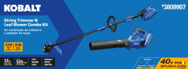 Kobalt Gen4 40-volt Cordless Battery String Trimmer and Leaf Blower Combo Kit 4 Ah (Battery & Charger Included) - Image 2