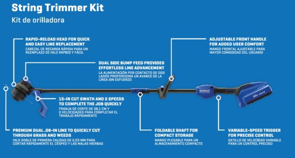 Kobalt Gen4 40-volt 15-in Straight Shaft Battery String Trimmer 4 Ah (Battery and Charger Included) - Image 3