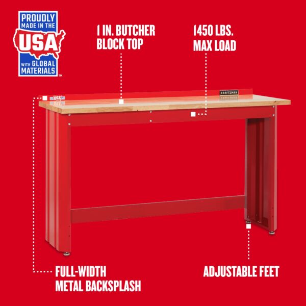 CRAFTSMAN 24-in L x 41.25-in H Red Wood Work Bench - Image 4