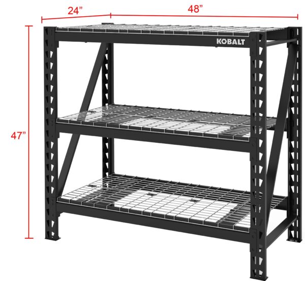 Kobalt Steel Heavy Duty 3-Tier Utility Shelving Unit (48-in W x 24-in D x 47-in H), Black, (1500-lb Capacity Per Shelf) - Image 10