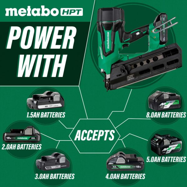 Metabo HPT MultiVolt 3-1/2-in 21 -Degree Cordless Roundhead Framing Nailer ( Battery Included ) - Image 5