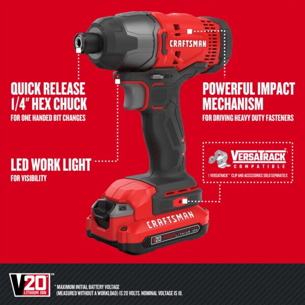 CRAFTSMAN V20 20-volt Max 2-Tool Power Tool Combo Kit with Soft Case (2-Batteries and Charger Included) - Image 5