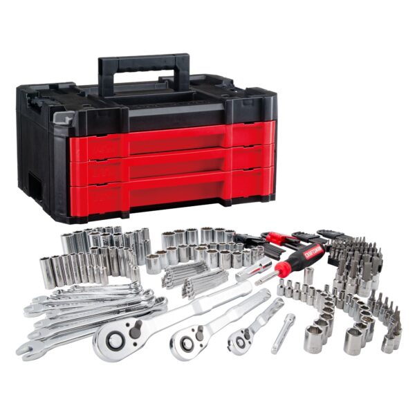 CRAFTSMAN VERSASTACK 230 -Piece Standard (SAE) and Metric Polished chrome Mechanics Tool Set with Hard Case