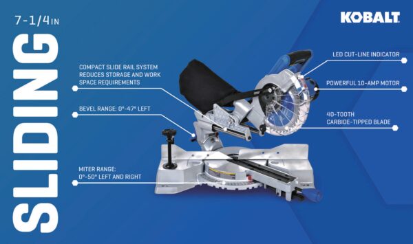 Kobalt Compact 7-1/4-in 10-Amps Single Bevel Sliding Compound Corded Miter Saw - Image 4