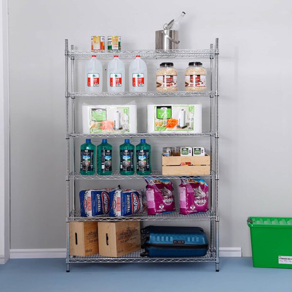Style Selections Steel Heavy Duty 6-Tier Utility Shelving Unit (47.7-in W x 18-in D x 72-in H), Chrome, (600-lb Capacity Per Shelf) - Image 6