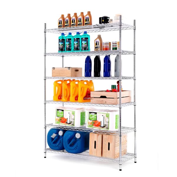 Style Selections Steel Heavy Duty 6-Tier Utility Shelving Unit (47.7-in W x 18-in D x 72-in H), Chrome, (600-lb Capacity Per Shelf) - Image 8
