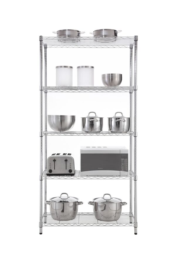 Style Selections Steel 5-Tier Utility Shelving Unit (47.7-in W x 18-in D x 72-in H), Chrome, (350-lb Capacity Per Shelf) - Image 9