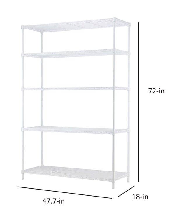 Style Selections Steel 5-Tier Utility Shelving Unit (47.7-in W x 18-in D x 72-in H), White, (350-lb Capacity Per Shelf) - Image 8