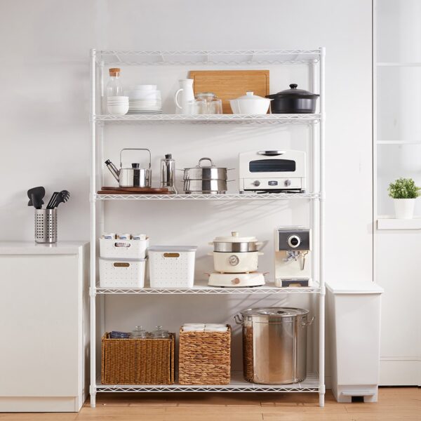 Style Selections Steel 5-Tier Utility Shelving Unit (47.7-in W x 18-in D x 72-in H), White, (350-lb Capacity Per Shelf) - Image 5