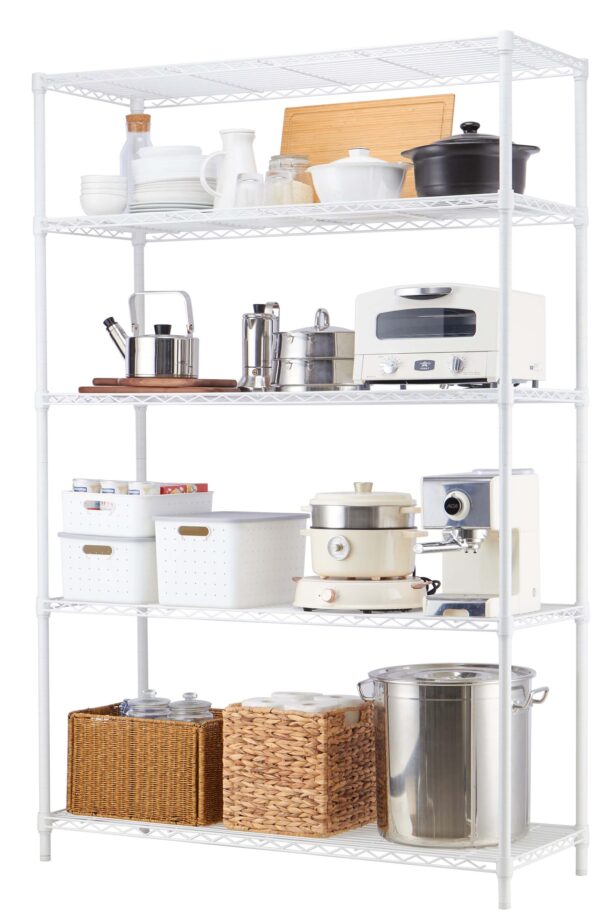 Style Selections Steel 5-Tier Utility Shelving Unit (47.7-in W x 18-in D x 72-in H), White, (350-lb Capacity Per Shelf) - Image 7