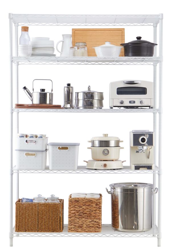 Style Selections Steel 5-Tier Utility Shelving Unit (47.7-in W x 18-in D x 72-in H), White, (350-lb Capacity Per Shelf) - Image 6