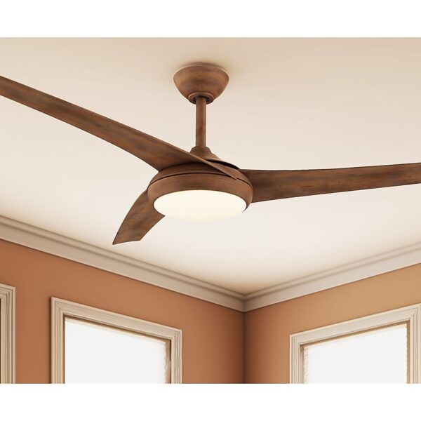 Minka Ceiling Fan Co. Aeroflo 52-Inches Distressed Koa with Distressed Koa Blades Integrated LED Fixture Indoor Downrod mount Standard Ceiling Fan With Light and Remote ( 3 -Blade)