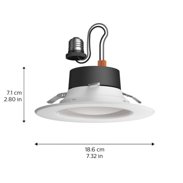 Philips Hue Smart Compatible Bluetooth Compatibility White 5-in or 6-in 1100 -Lumens Switchable Round Dimmable LED Damp rated Recessed Downlight 4 -Pack - Image 3