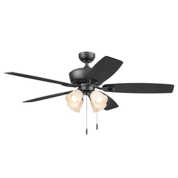 Harbor Breeze Notus 52-Inches Matte Black with Matte black/rough pine Blades Indoor Downrod mount Standard Ceiling Fan With Light ( 5 -Blade) - Image 9