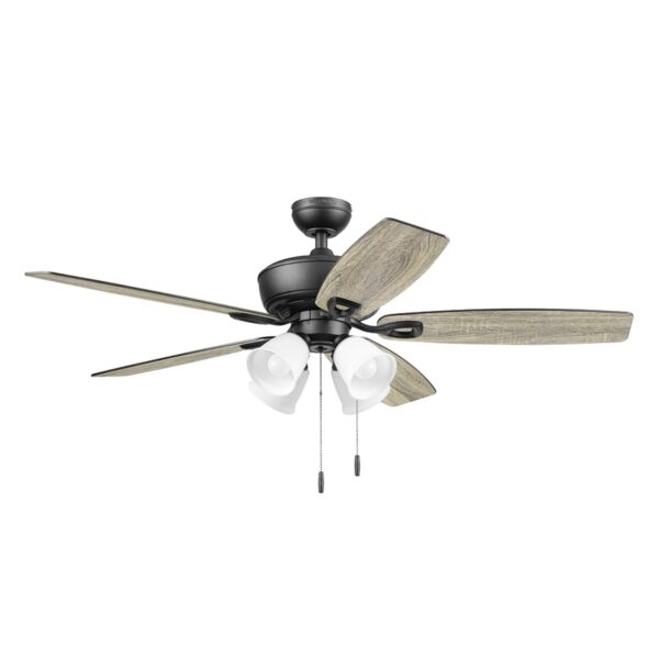 Harbor Breeze Notus 52-Inches Matte Black with Matte black/rough pine Blades Indoor Downrod mount Standard Ceiling Fan With Light ( 5 -Blade) - Image 10
