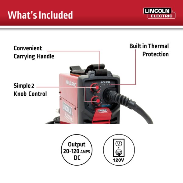 Lincoln Electric WELD-PAK 120 -Volt 120 -Amp Flux-cored Wire Feed Welder - Image 3