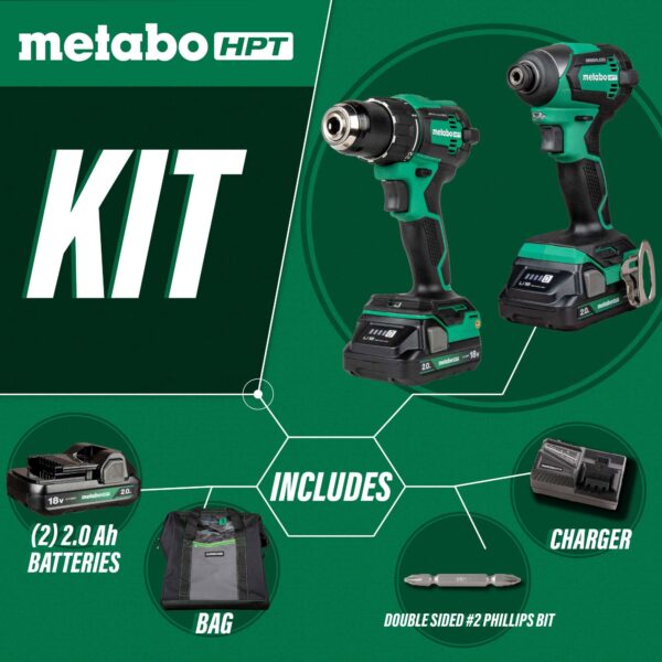Metabo HPT MultiVolt 18-volt 2-Tool Brushless Power Tool Combo Kit with Soft Case (2-Batteries Included and Charger Included) - Image 4
