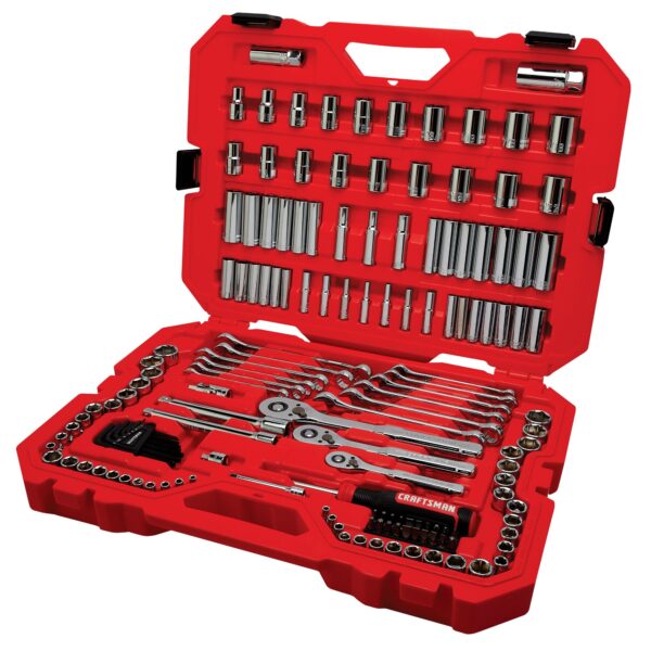 CRAFTSMAN 159 -Piece Standard (SAE) and Metric Polished chrome Mechanics Tool Set with Hard Case