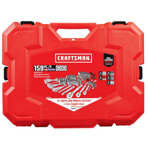 CRAFTSMAN 159 -Piece Standard (SAE) and Metric Polished chrome Mechanics Tool Set with Hard Case - Image 9