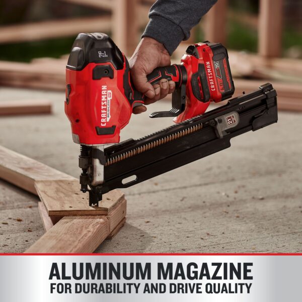 CRAFTSMAN V20 Brushless RP 3-1/4-in-in 21 -Degree Cordless Roundhead Framing Nailer - Image 5