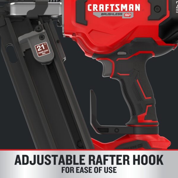 CRAFTSMAN V20 Brushless RP 3-1/4-in-in 21 -Degree Cordless Roundhead Framing Nailer - Image 6