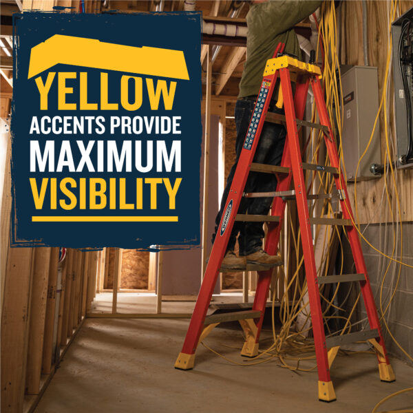 Werner NXT1A 10-Feet ( 14.2-Feet Reach Height ) Fiberglass Type 1A - 300 lbs. Load Capacity Step ladder - Image 6