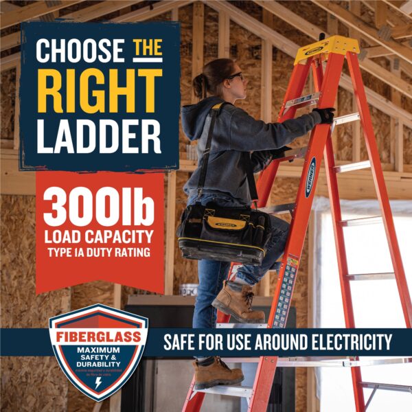 Werner NXT1A 8-Feet ( 12 Reach Height ) Fiberglass Type 1A - 300 lbs. Load Capacity Step ladder - Image 10