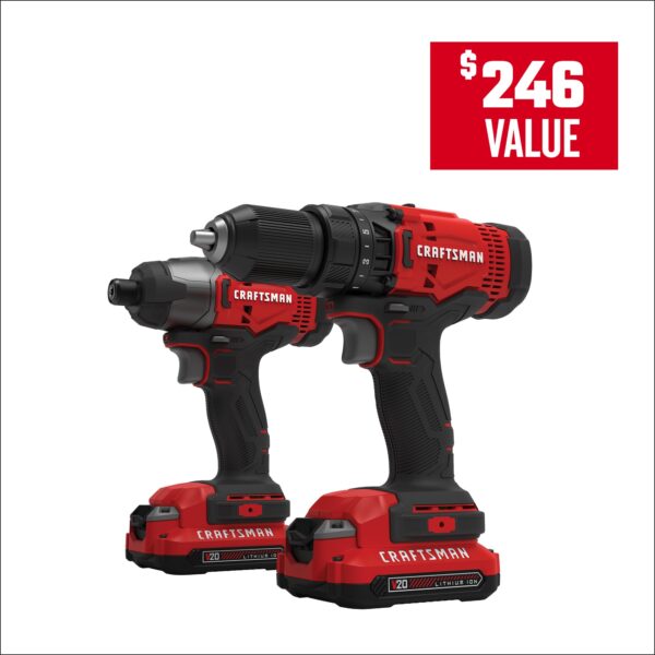 CRAFTSMAN V20 20-volt Max 2-Tool Power Tool Combo Kit with Soft Case (2-Batteries and Charger Included) - Image 2