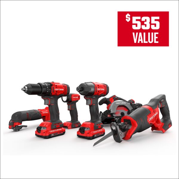 CRAFTSMAN 20-volt Max 6-Tool Power Tool Combo Kit with Soft Case (2-Batteries and Charger Included) - Image 2