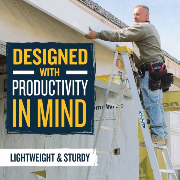 Werner 360 8-ft ( 12-ft Reach Height ) Aluminum Type 1 - 250 lbs. Load Capacity Step ladder - Image 10