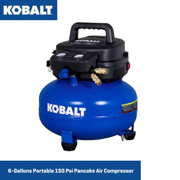 Kobalt 6-Gallon Portable Electric 150 PSI Pancake Air Compressor with Accessories Included - Image 3