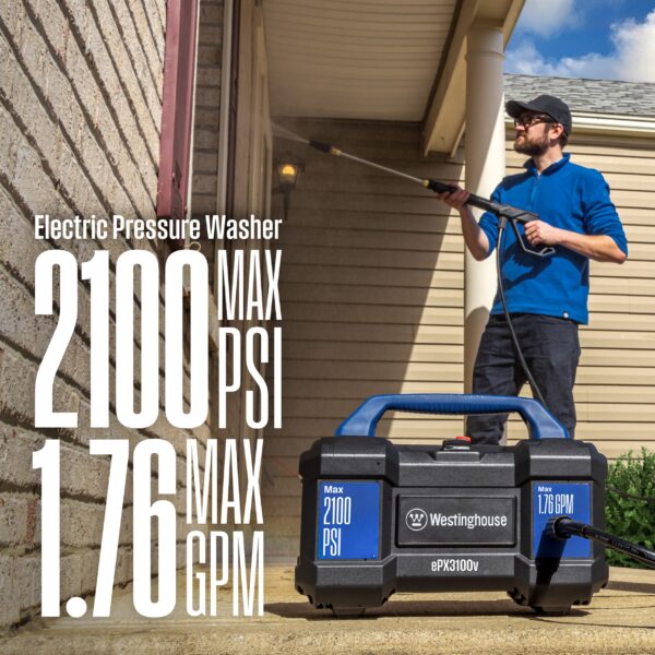 Westinghouse ePX3100v Compact, Box Style with Turbo Nozzle 2100 PSI 1.76-GPM Cold Water Electric Pressure Washer with 3 Spray Tips - Image 7