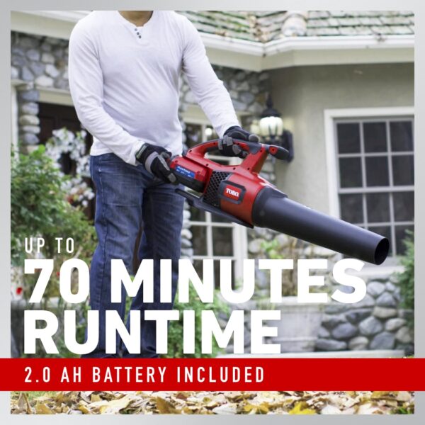 Toro Flex-Force 60-volt Max 565-CFM 110-MPH Battery Handheld Leaf Blower 2 Ah (Battery and Charger Included) - Image 3