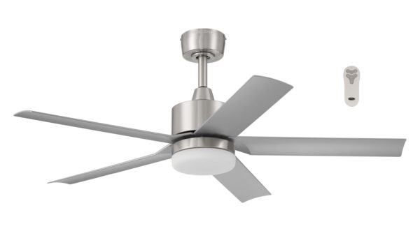 Harbor Breeze Reidsport 44-Inches Brushed Nickel with Silver Blades Color-Changing Integrated LED Fixture Indoor/Outdoor Downrod or flush mount Standard Ceiling Fan With Light and Remote ( 5 -Blade) - Image 2