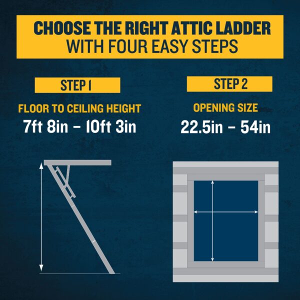 Werner Aluminum Folding Attic Ladder 8-Feet to 10-Feet (Rough Opening: 22.5-Inches x 54-Inches ) with 375-lbs. Capacity - Image 3