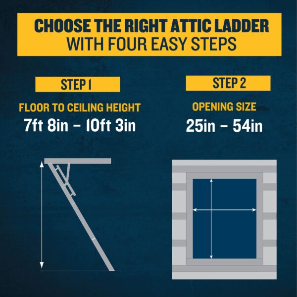 Werner Aluminum Folding Attic Ladder 8-Feet to 10-Feet (Rough Opening: 25-Inches x 54-Inches ) with 375-lbs. Capacity - Image 4