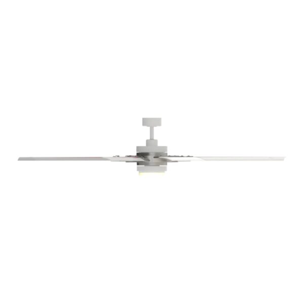 Fanimation Studio Collection Slinger v2 72-Inches Brushed Nickel and White with White Blades Color-Changing Integrated LED Fixture Indoor/Outdoor Downrod mount Standard Ceiling Fan With Light and Remote ( 9 -Blade) - Image 6