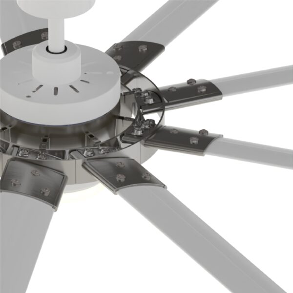 Fanimation Studio Collection Slinger v2 72-Inches Brushed Nickel and White with White Blades Color-Changing Integrated LED Fixture Indoor/Outdoor Downrod mount Standard Ceiling Fan With Light and Remote ( 9 -Blade) - Image 5