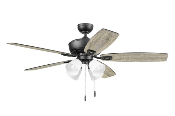 Harbor Breeze Notus 52-Inches Matte Black with Matte black/rough pine Blades Indoor Downrod mount Standard Ceiling Fan With Light ( 5 -Blade) - Image 2