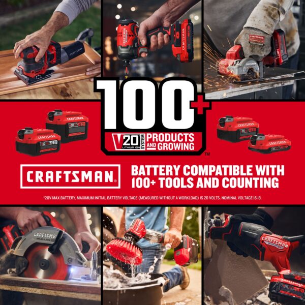 CRAFTSMAN V20 20-volt Max 2-Tool Power Tool Combo Kit (2-Batteries and Charger Included) - Image 7