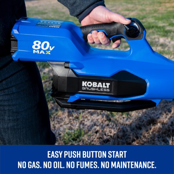 Kobalt 80-volt 630-CFM 140-MPH Battery Handheld Leaf Blower 2.5 Ah (Battery and Charger Included) - Image 6