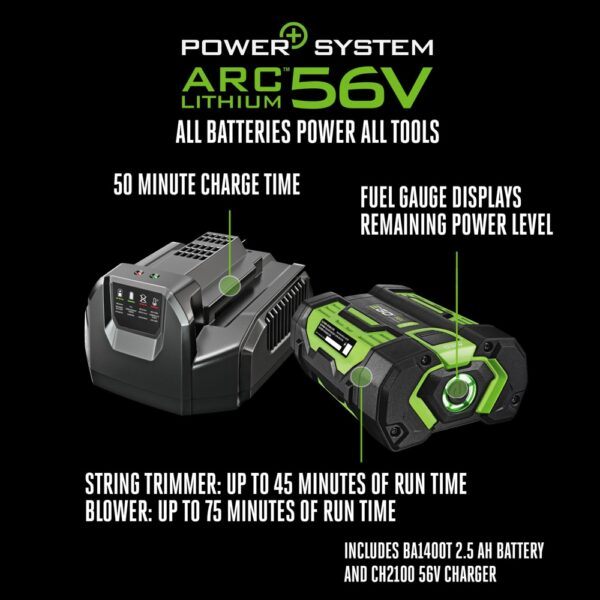 EGO POWER+ 56-volt Cordless Battery String Trimmer and Leaf Blower Combo Kit 2.5 Ah (Battery & Charger Included) - Image 7